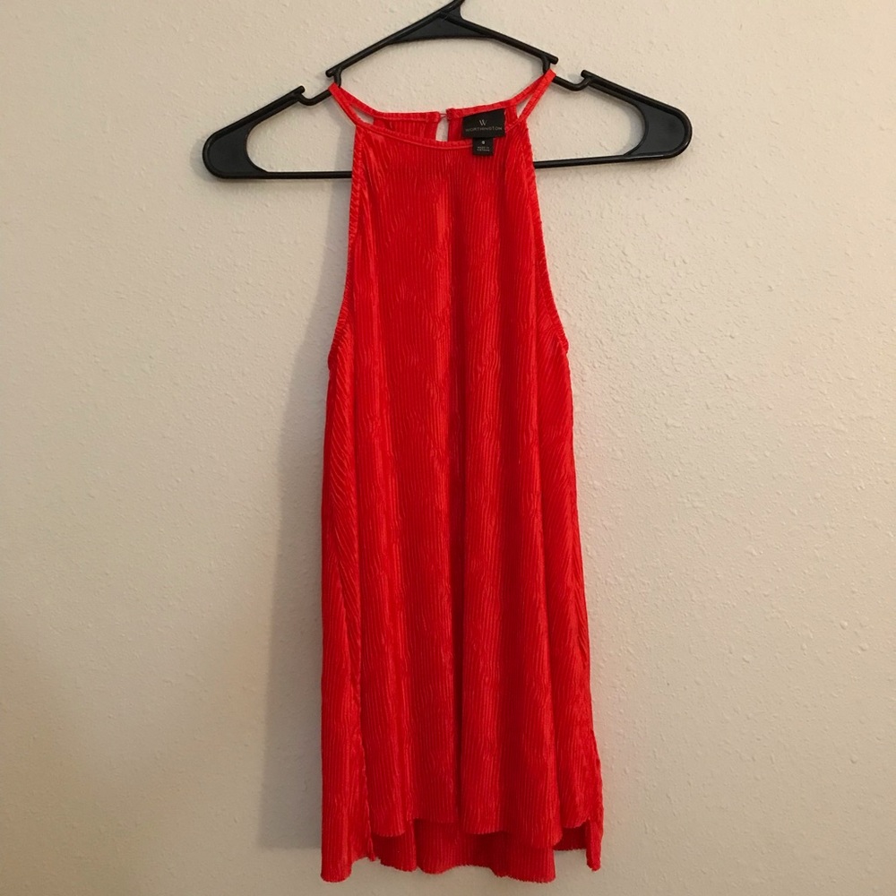 Pleated red tank top